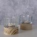 Boltze Home windlicht riley glas/hout ø9xh10cm