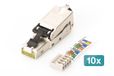Digitus DN-93631 - Netwerkconnector Cat 6A - 10 stuks - 360° afgeschermd - RJ45 veldconnector Cat6A - installatie zonder gereedschap - 500 MHz - 10GBase-T - 10 Gbit/s - AWG 27/7 tot AWG 22/1