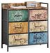 Commode Retroprint 6 tiroirs 80x30x84 cm