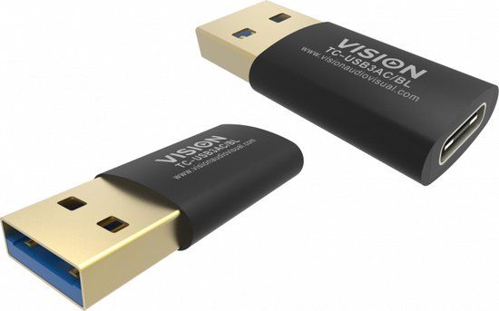 Vision TC-USB3AC/BL tussenstuk voor kabels Zwart