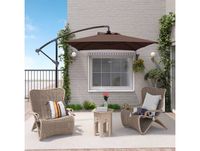 Outsunny Parasol déporté rectangulaire extérieur manivelle 6 baleines acier anti-UV beige