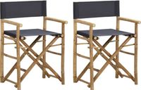 vidaXL Regisseursstoelen 2 st inklapbaar donkergrijs bamboe en stof