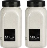 Mica Decorations decoratie zand - 2x - 650ml - wit