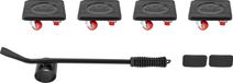 Roulettes de meubles - 4 pièces - Carré - Pivotant à 360° - PVC - Épaisseur 1,1 cm - Noir/Blanc