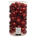 Decoris Christmas Red 100x Rode kerstballen - Glans en glitter - Mix - Onbreekbare plastic kerstballen - Kerstboomversiering rood