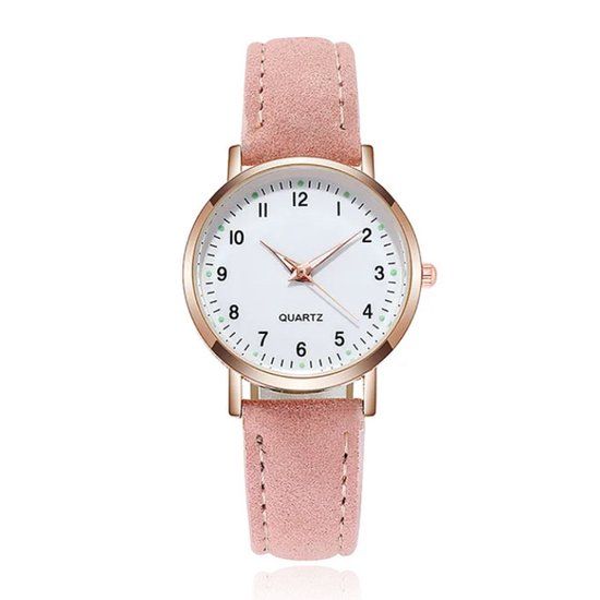 LGT JWLS Lookinggoodtoday LGT JWLS Dameshorloge met Eenvoudige Uitstraling en Lichtgevende Details Roze