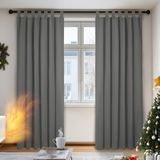 Deconovo Lussengordijnen, lichtgrijs, 140 x 220 cm (breedte x hoogte), 2 stuks, verduisteringsgordijnen van polyester, voor slaapkamer, woonkamer, keuken