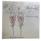 Witte WHITE COTTON CARDS Handgemaakte kaart "To My Husband On Our Anniversary" wit WB43,16 cm x 16 cm