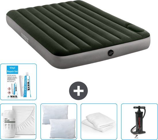 Intex Luchtbed - 2-Persoons - 152 x 203 x 25 cm - Groen - Complete Set