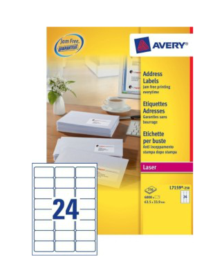 Avery L7159-250 - Adreslabels - wit - papier - laser-technologie