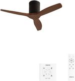 Create Stille 40W Plafondventilator met Technische ABS Bladen - Zwart / Donker Houtlook - Ø 112 cm - 6 Snelheden - Timer - Afstandsbediening - WIND CALM
