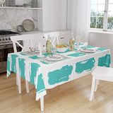 Bonamaison Tafelkleed, Anti-Mold, Sneldrogend, Waterdicht, 100% Polyester Tafellaken, Turkoois, wit, 140 x 160 Cm