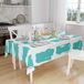 Bonamaison Tafelkleed, Anti-Mold, Sneldrogend, Waterdicht, 100% Polyester Tafellaken, Turkoois, wit, 140 x 160 Cm
