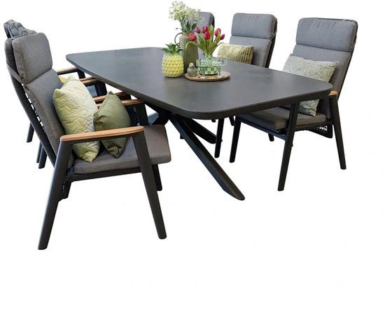 Buitengewoon Boet Beauval Gillam Diningset Antracietgrijs