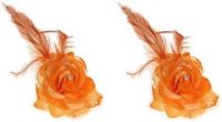 Fleur pour cheveux thème espagnol ou hawaïen - 2x pièces - orange