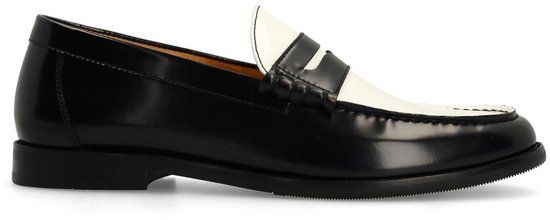 Manfield - Heren - Zwarte leren loafers - Maat 40