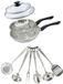 Fackelmann Set 2 poêles 20 et 24 cm acier inoxydable, couvercle en verre et 6 ustensiles de cuisine en acier inoxydable Geneva
