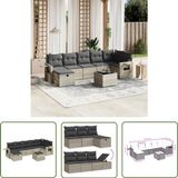 vidaXL 8-delige loungeset met kussens, polyrattan, lichtgrijs