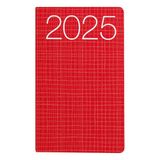 Idena 11146 - Zakagenda 2025, Ladytimer in het formaat 8,7 x 15,3 cm, 1 week op 2 pagina's, agenda met flexicover omslag in rood en hoekperforatie