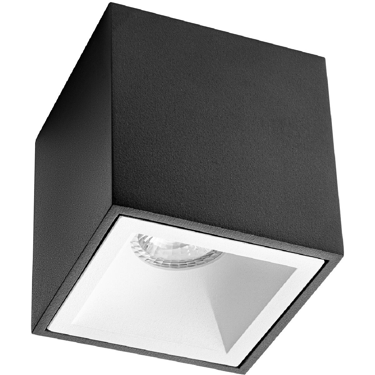 BES LED Opbouwspot GU10 Pragmi Cliron Pro Vierkant Mat Zwart/Wit Aluminium 95mm