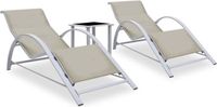 vidaXL Ligbedden 2 st met tafel aluminium crèmekleurig