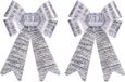 Krist kerstboomversiering strik - 2x stuks - zilver glimmend - 15 x 25 cm