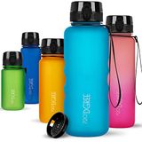 720°DGREE "uberBottle XL" Drinkfles van 1,5 l, met fruitzeef, softTouch, BPA-vrij, lekvrij, XL-waterfles, ideale drinkfles voor sport, gym, wandelen, kamperen, universiteit, yoga of werk