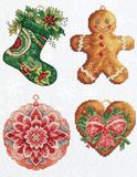 Luca-S Kruissteek borduurpakket speelgoedset winterdecoratie 4 stuks telpatroon