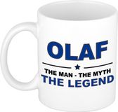 Bellatio Decorations Olaf cadeau mok - man myth legend - naam koffiemok / beker - wit en blauw - 300 ml - verjaardag