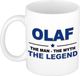 Bellatio Decorations Olaf cadeau mok - man myth legend - naam koffiemok / beker - wit en blauw - 300 ml - verjaardag