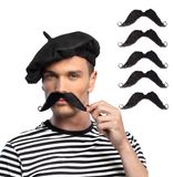 Boland Carnaval verkleed snorren - 6x - Fransman - Zwart