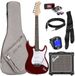 Bax Music bv Guitare électrique avec amplificateur - Set de démarrage complet - Pour débutants - 3 Single-Coils - Sac et câble inclus - Dakota Red - Classic Series