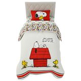 Franco Dekbed en lakenset, microvezel, rode pinda-snoopy, 4-delig Twin Size