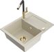 Mexen Enzo évier en granit 1 bac avec égouttoir et mitigeur de cuisine Flora, beige