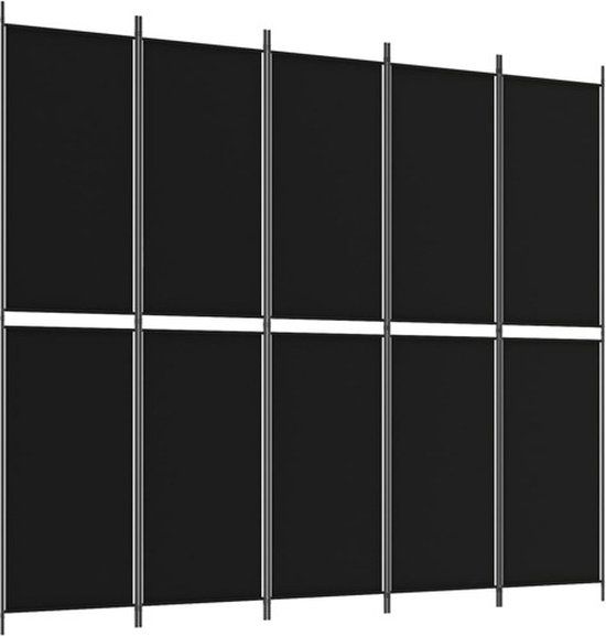 vidaXL Kamerscherm met 5 panelen 250x220 cm stof zwart