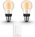 Philips Hue Voordeelpakket - E27 - met 2 Filament Standaard Lampen - Warmwit Licht - Incl. 1 Hue Dimmer Switch - Hue White Filament