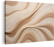 Artaza Canvas Schilderij Abstract - 120x80 cm - Wanddecoratie Japandi - Muurdecoratie Beige Golven - Decoratie Woonkamer - Natuurtinten