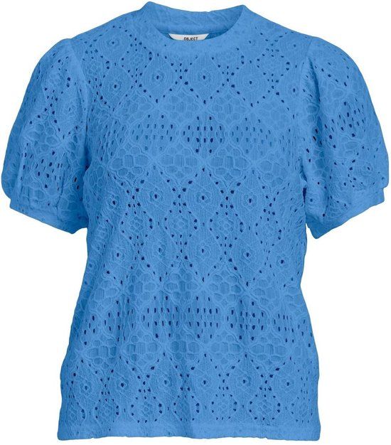 Object Objfeodora S/s Top Noos - Blauw - Maat M - Dames