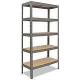 Shelfplaza PRO metalen stellingkast - 155x60x40 cm - grijs - 5 planken