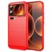 Xiaomi Coque Xiaomi 17 Pro Max en TPU Brossé - Fibre de Carbone - Rouge