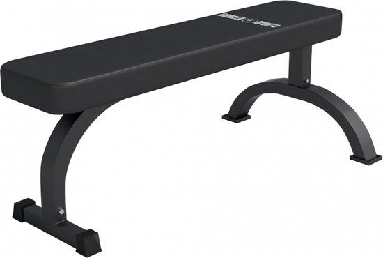 Gorilla Sports Vlakke Halterbank - Fitnessbank - Belastbaar 400 kg - GS Logo