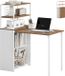 HOMCOM Bureau avec étagères - Panneau de particules, acier - 105x60x127cm - Bois naturel