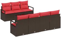vidaXL Tuinbank Set 8 st 7-Aantal zitplaatsen Beige en Rood