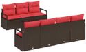 vidaXL Tuinbank Set 8 st 7-Aantal zitplaatsen Beige en Rood