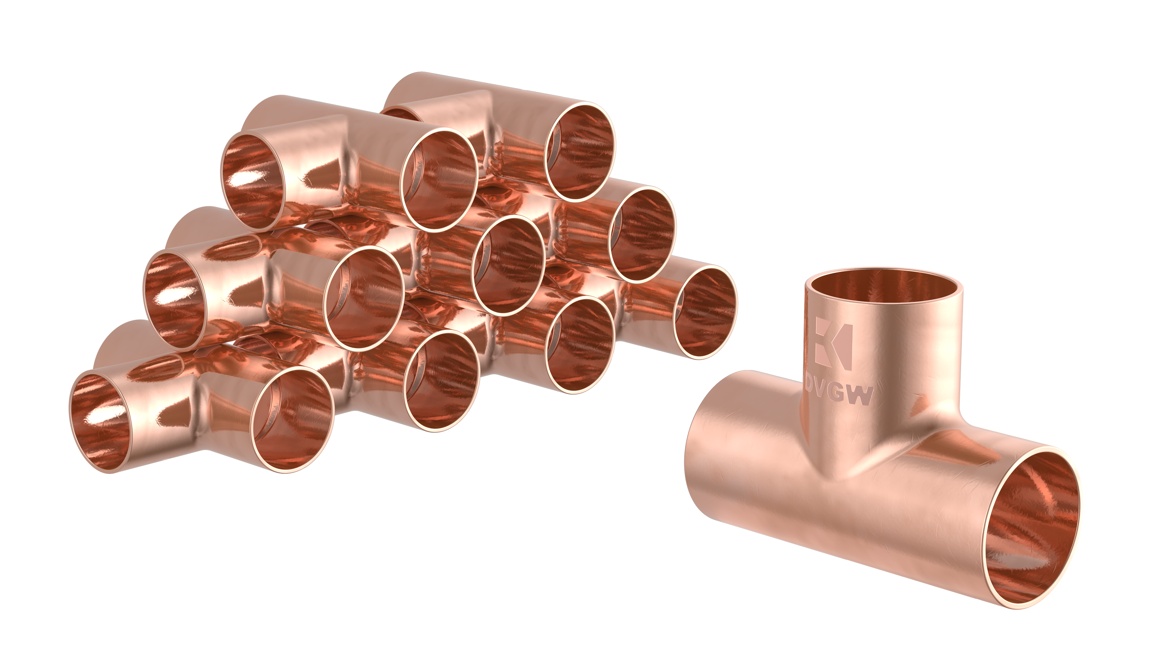 Kirchhoff Koperen T-stuk, blank, 18 mm, 3 sockets