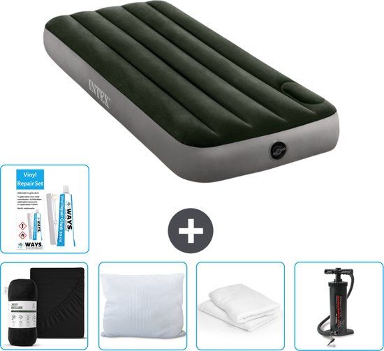 Intex Luchtbed - 1-Persoons - 76 x 191 x 25 cm - Groen - Met Pomp