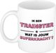 Bellatio Decorations Ik ben trainster wat is jouw superkracht mok / beker - wit met roze tekst - cadeau / verjaardag