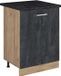 Vicco Keukenonderkast R-Line, Zwart beton/Goudkleurig Eiken, 60 cm met 1 deur antraciet werkblad