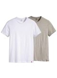 Levi's Slim 2-Pack Crewneck Tee T-shirt voor heren (2 stuks), Wit/Med Heather Grey
