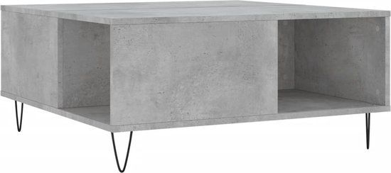 VidaXL Salontafel 80x80x36,5 cm bewerkt hout betongrijs